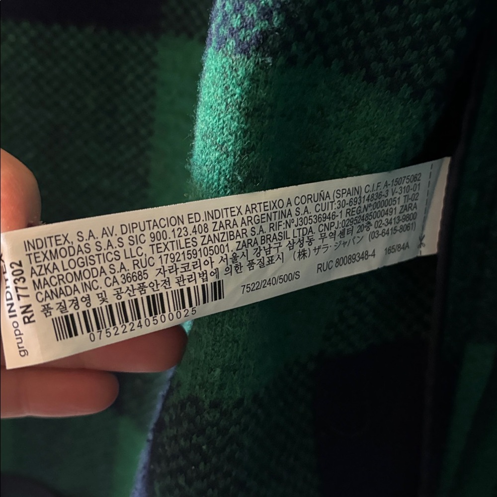 Zara Checkered Green and Navy Shacket - Picture 6 of 6
